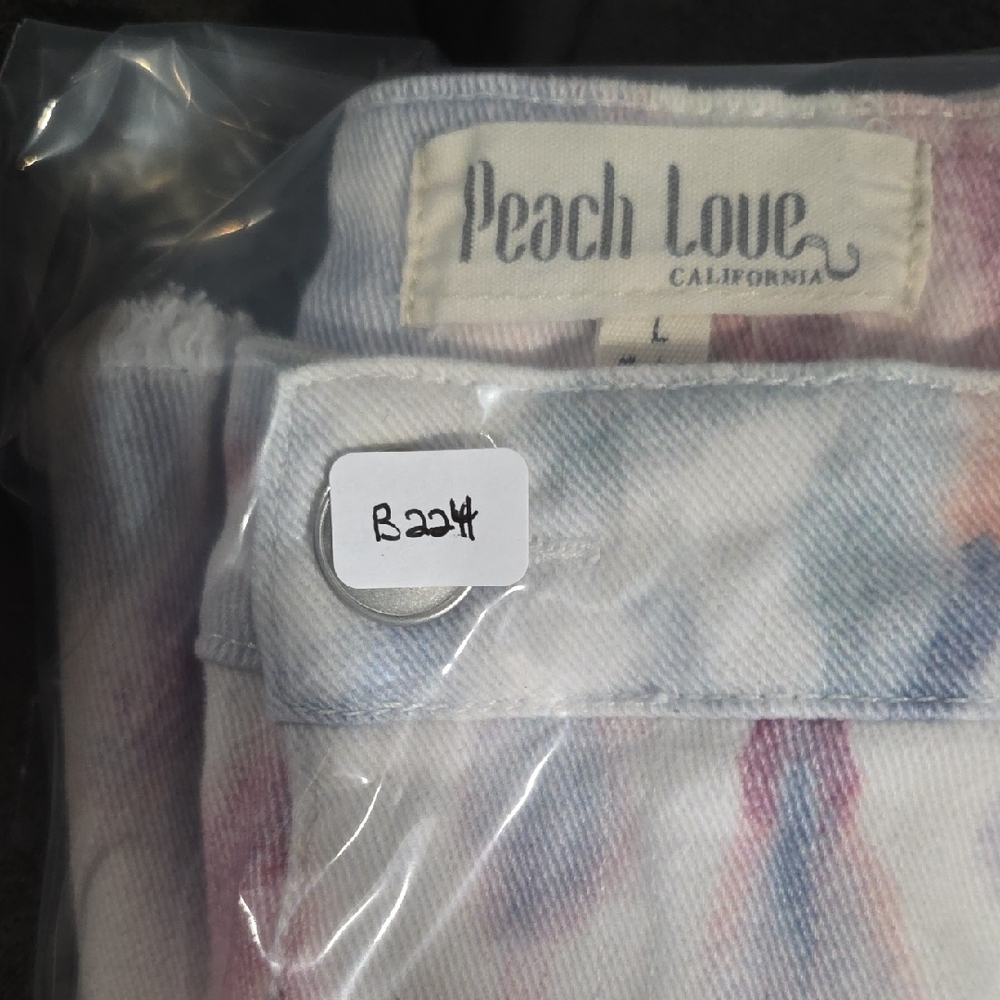 Peach Love California Jeans Womens Large Flare Bell Bottoms Jeans Pants Tie Dye - Picture 11 of 11
